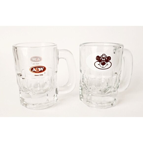 A&W Rootbeer Miniature 2 Mugs Advertizing 1980's Vintage - Picture 1 of 5